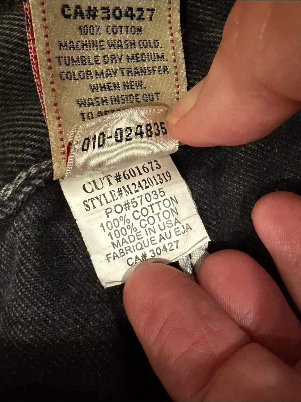 Vintage True Religion Ricky Black Big T Denim Jeans Mens Size 36x32 Flap Pocket